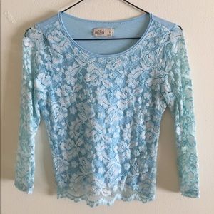 Light Blue Lace Hollister Crop Top